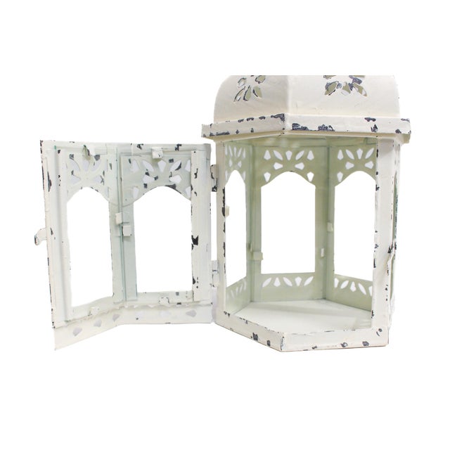 Shabby Chic Vintage Hexagon Lantern For Sale - Image 3 of 10