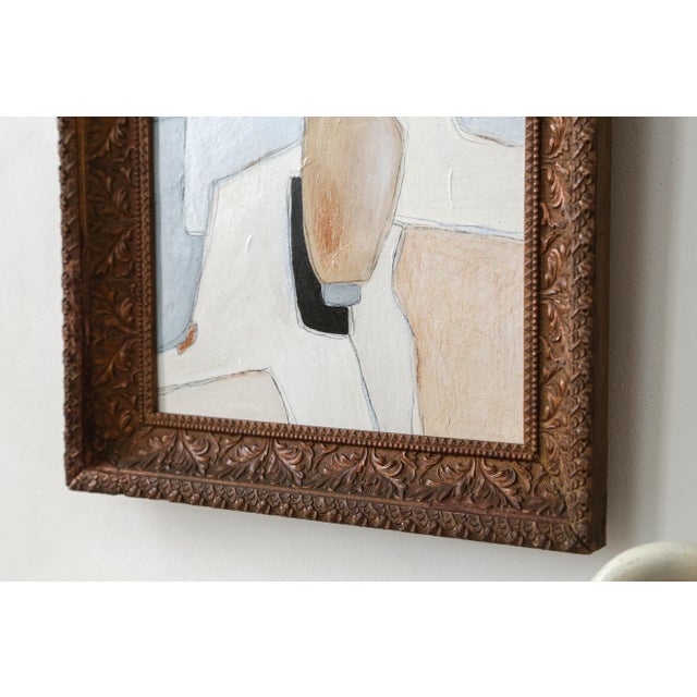 Wood Original Framed Abstract Painting in Antique Gold Frame For Sale - Image 7 of 15