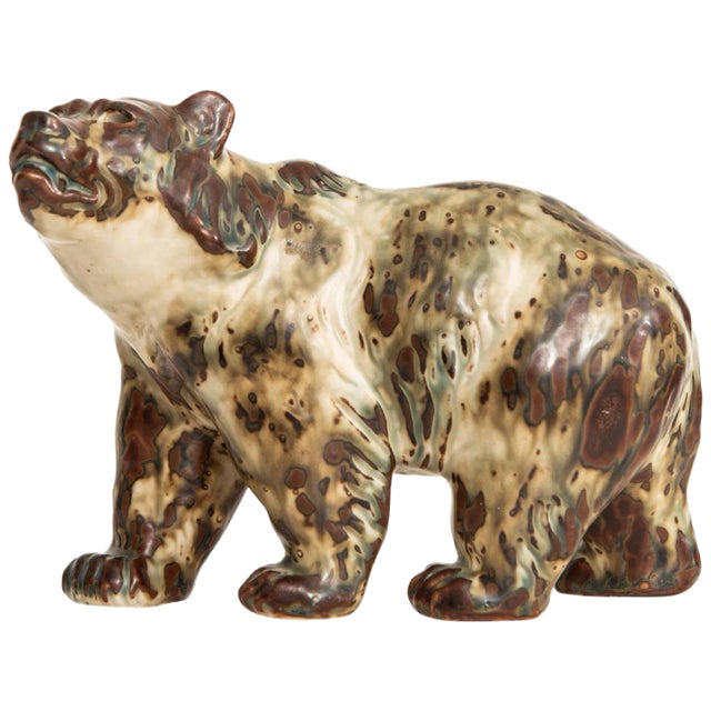 Danish No. 20155 Ceramic Bear by Knud Kyhn for Royal Copenhagen, 1950s For Sale