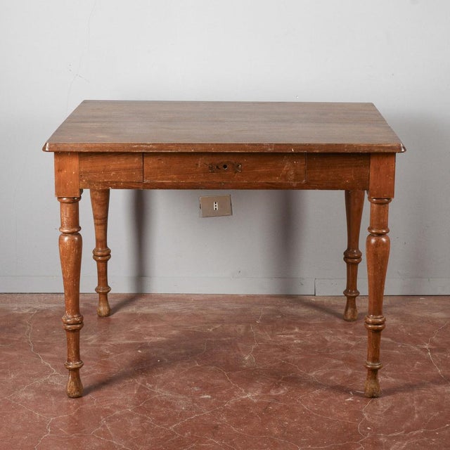 Wood Table with Turned Legs and Drawer For Sale - Image 9 of 18