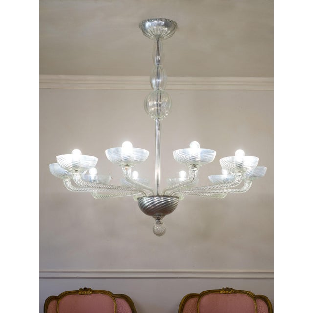 Mid-Century Modern Mid-Century Murano Glass 10-Light Chandelier, 1950s For Sale - Image 3 of 13