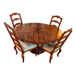 Century Furniture Town & Country Pedestal Dining Set (Table, 4 Chairs) For Sale