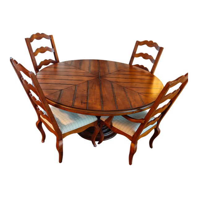 Century Furniture Town & Country Pedestal Dining Set (Table, 4 Chairs) For Sale