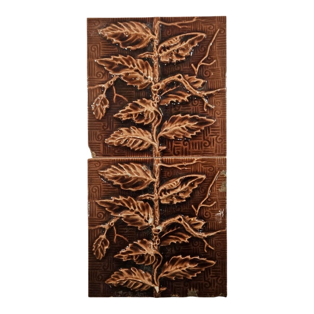 2 Hamilton Tile Co. "Vine and Leaf" Tiles For Sale