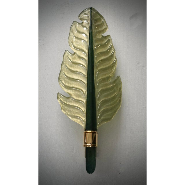 Gold Murano Green Glass and Brass Wall Light, 1980s For Sale - Image 8 of 9