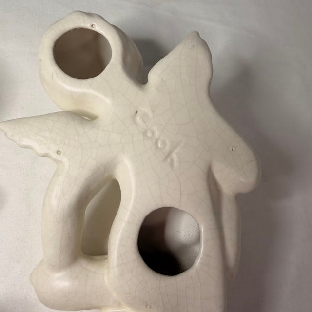 Vintage Ceramic Cherub Wall Hanging Pair Cream Angel Garland Set 7 Inch Cherubim Sculptures Romantic For Sale - Image 9 of 10