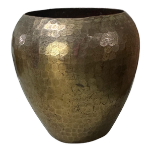 Vintage Roycroft Mission Style Hammered Copper Vase With Brass Finish