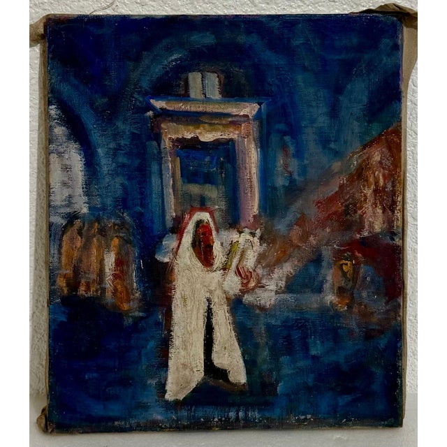 Impressionist Frederick B. Serger, Polish French Fauvist Judaica Oil Painting Rabbi in Synagogue Frederick Serger, c.1940s For Sale - Image 3 of 5