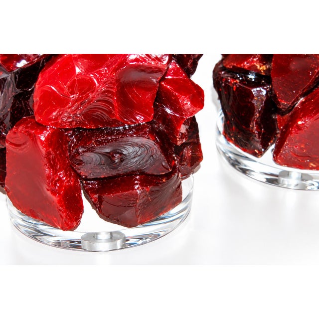 Rock Candy Glass Table Lamps in Cherry Red For Sale In Atlanta - Image 6 of 8