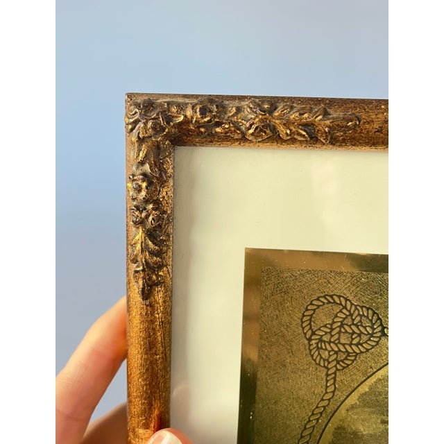 Vintage Nautical-Themed Gold Foil Ship Wall Hangings in Gilded Wood Frames S/3 For Sale - Image 11 of 14