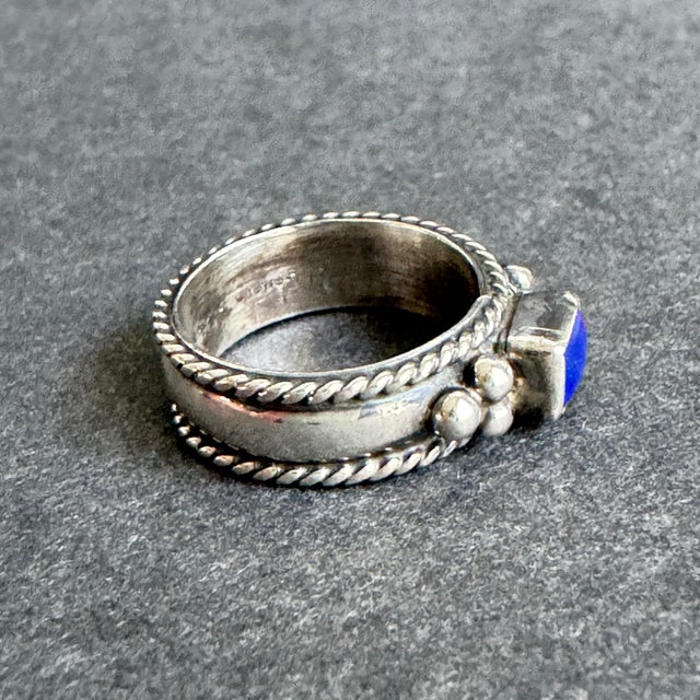 Vintage Lapis Lazuli Ring Sterling Silver Blue Gemstone Band Southwestern Size 6 Vintage condition with some general wear...