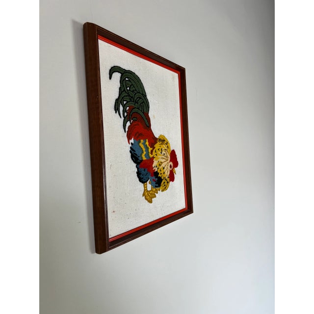 A beautiful Mid-century hand embroidery colorful Rooster wall art. Hand embroidered with the most amazingly colors and...