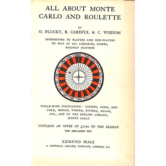 Traditional "All About Monte Carlo and Roulette" 1913 Plucky, O., Careful, B. & Wisdom, C. For Sale - Image 3 of 6