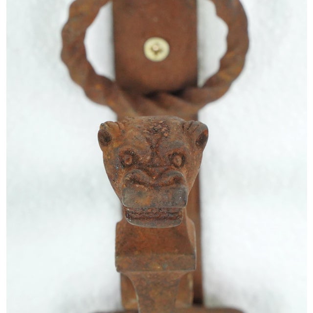 Early 20th Century Pair of Gothic Wrought Iron Grand Entry Double Door Pulls For Sale - Image 5 of 11