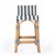 Serienna 24.5 in. Seat Height Rectangular Rattan Low Back Counter Stool, White/Navy Stripe/ Natural Rattan Frame For Sale In Chicago - Image 6 of 11