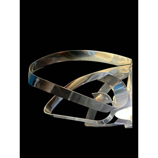 Metal Chrome-Plated Metal Flower Pendant Light, 1970s For Sale - Image 7 of 10
