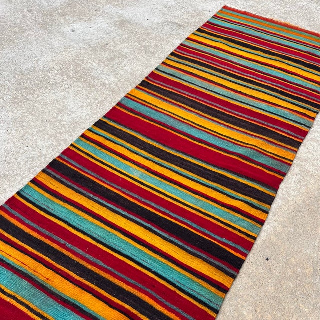 Vintage Runner Kilim Rug With Striped Design For Sale - Image 4 of 5