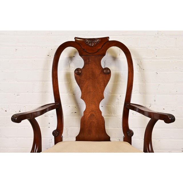 Baker Furniture Georgian Carved Mahogany Armchairs, Pair For Sale In South Bend - Image 6 of 12