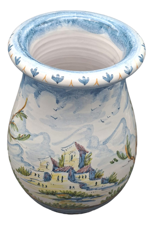Hand-Painted Albisola Glazed Ceramic Vase by Giuseppe Mazzoni, 1960s