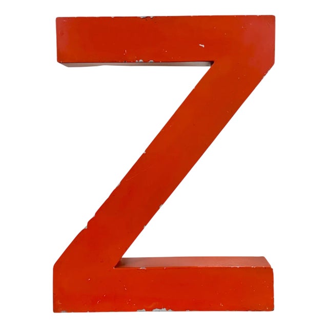 Vintage Red Iron Facade Letter Z, 1970s For Sale