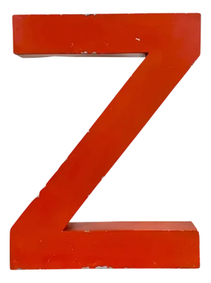 Vintage Red Iron Facade Letter Z, 1970s