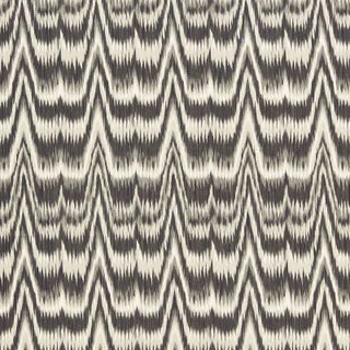 Sample- Schumacher Kamalia Ikat Print Fabric in Smoke For Sale