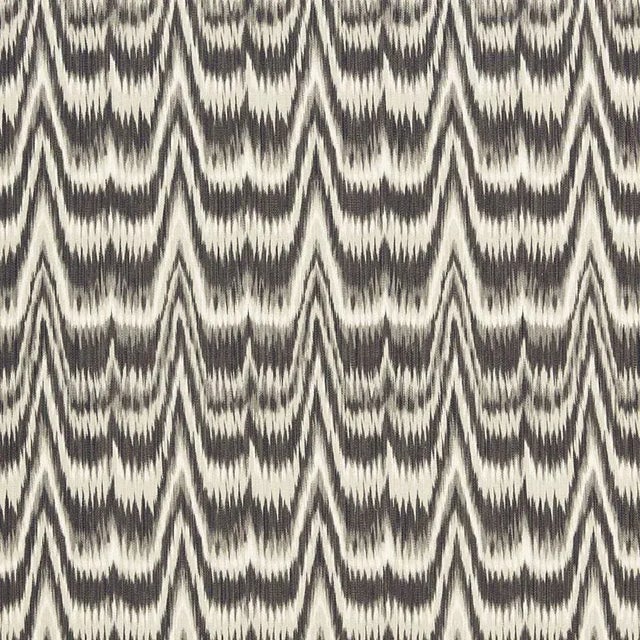 Sample- Schumacher Kamalia Ikat Print Fabric in Smoke For Sale
