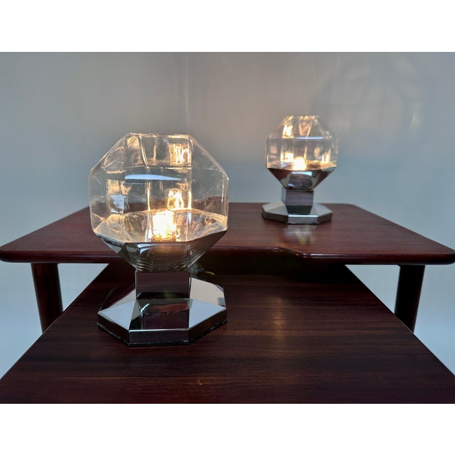 Space Age Glass Wall or Ceiling Lamps with Chrome Base by Motoko Ishii for Staff Leuchten, Germany, 1960s, Set of 2 For Sale - Image 15 of 18