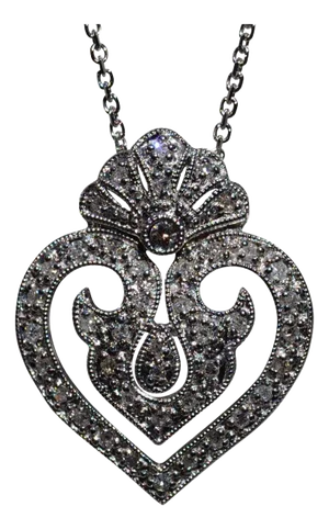 The Amberley: Ladies 14K White Gold Heart Pendant set with Diamonds