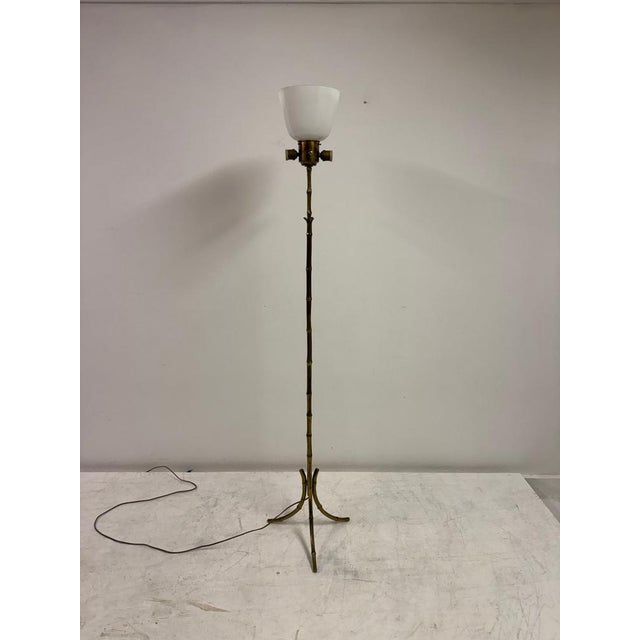 Mid-Century Modern Brass and Faux Bamboo Floor Lamp, 1960s For Sale - Image 10 of 15