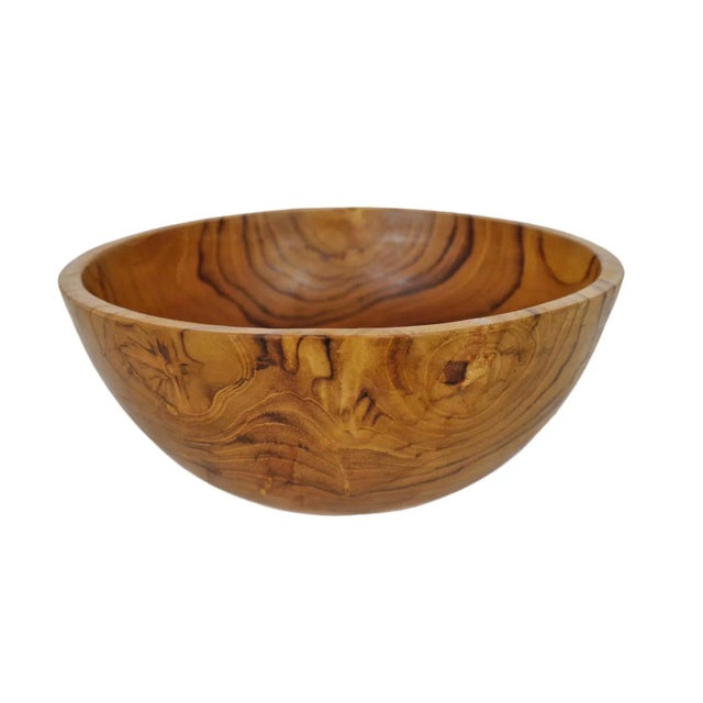 Brown Simple Teak Wood Bowl For Sale - Image 8 of 8