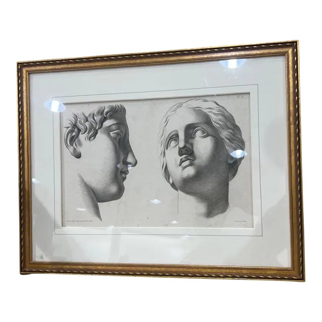Antique French Engraving With Gilt Wood Frame. For Sale