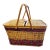 Vintage Wicker Picnic Basket With Grape Vine Motif & Folding Handles For Sale