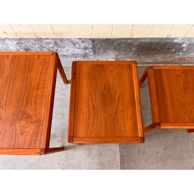 1960s Vintage Danish Nesting Tables in Teak, 1960, Set of 3 For Sale - Image 5 of 7