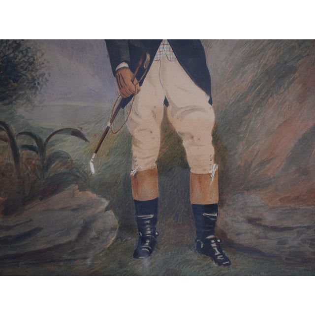 Mid 20th Century Antique Watercolour of Gentleman in Riding Outfit For Sale - Image 5 of 5