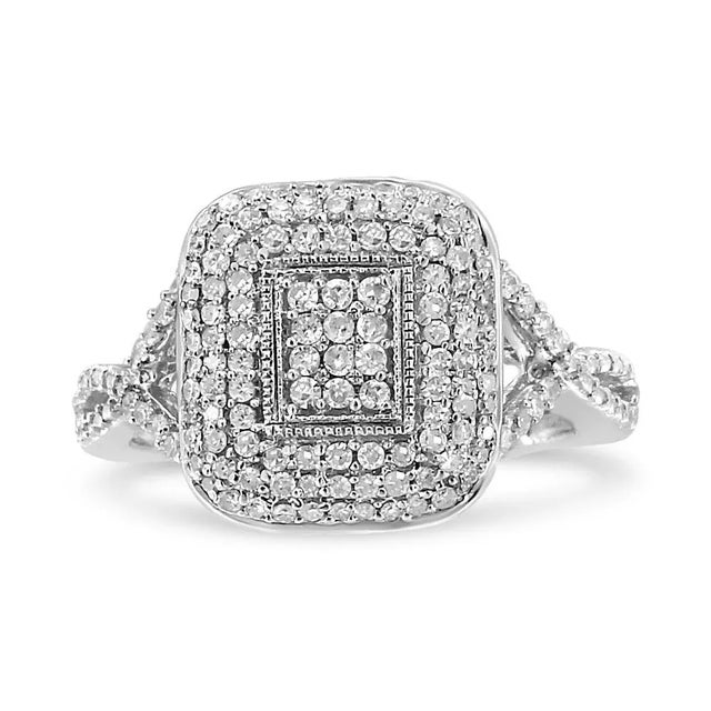 This exquisite silver and diamond cushion cluster ring is a must-have for any woman who appreciates the finer things in...