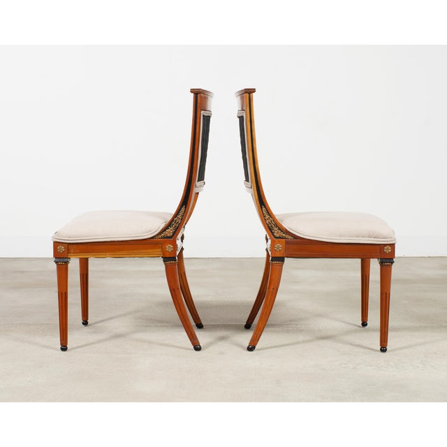 Set of Six French Directoire Style Dining Chairs Bronze Accents For Sale - Image 18 of 18