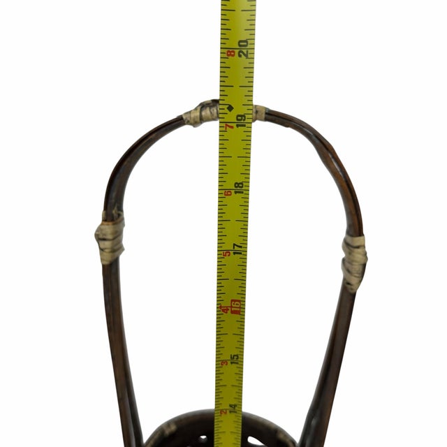 Wood Vintage Asian Woven Bamboo Wine Caddy Basket For Sale - Image 7 of 11