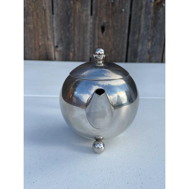 Art Deco Style Chrome Round Tea Pot For Sale - Image 6 of 12