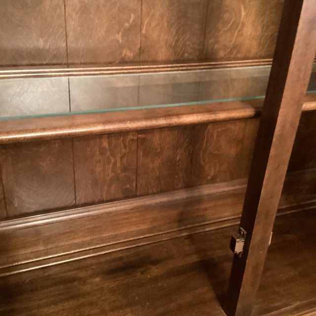Vintage 1970’s Ethan Allen Lighted Maple China Cabinet/Hutch With Adjustable Glass Shelves For Sale - Image 9 of 11