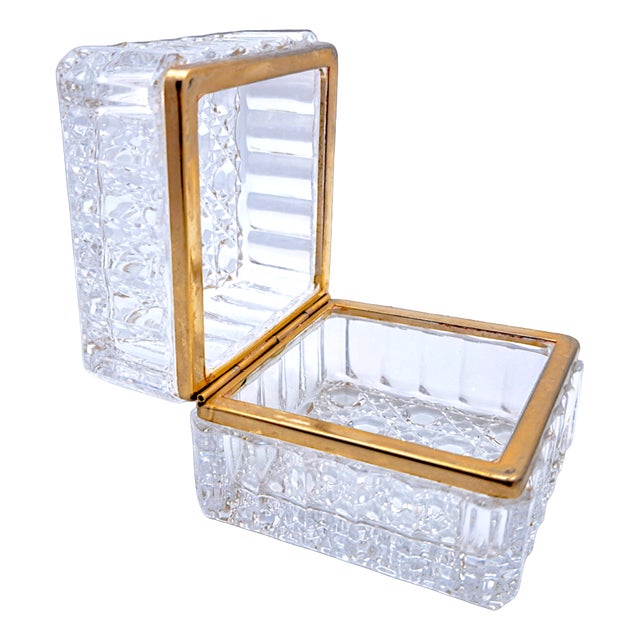 French Crystal Jewelry Box in the style of Baccarat, 1960s For Sale