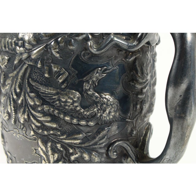 1800's Rare Reed & Barton Silvered Embossed Trophy Urn Vase Fenix Bird, Blank For Sale - Image 10 of 18