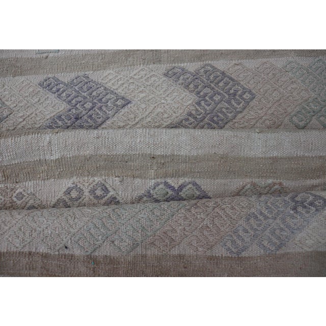 Vintage Turkish Kilim Runner in Soft Gray and Beige Striped Design 2'0 X 13'3 For Sale - Image 12 of 12