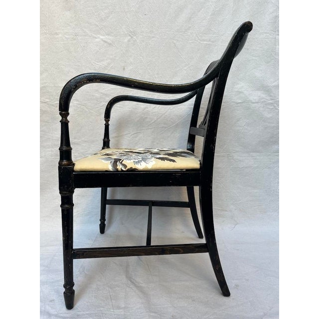 Pyne Hollyhock Chintz Black Neoclassical Armchair For Sale - Image 4 of 16