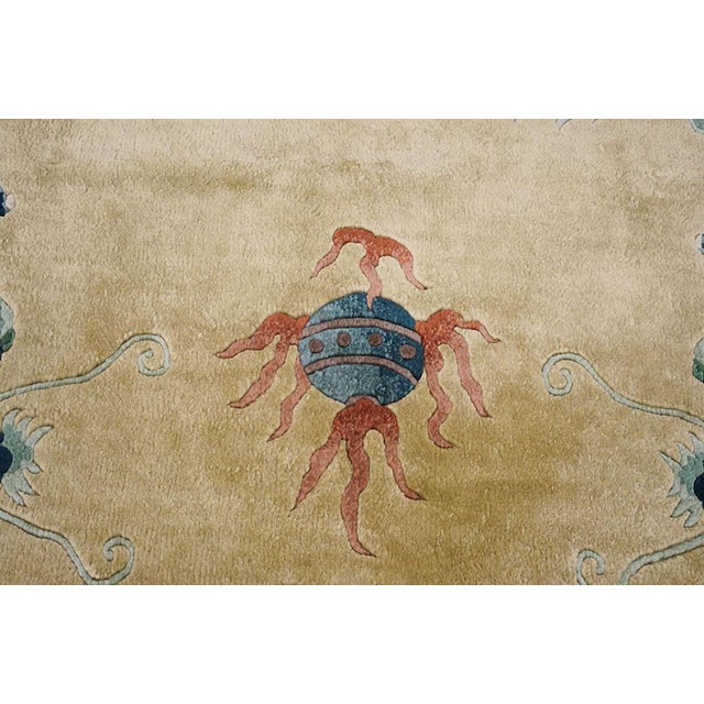 1980s Tan Camel Dragon Vintage Silk Chinese Rug 3' X 5'2" Handwoven Carpet For Sale - Image 4 of 5