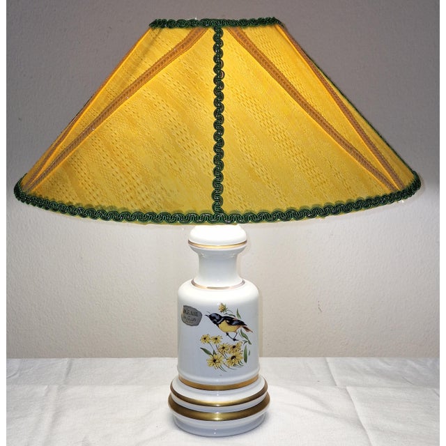 Blue Vintage Belgian Table Lamp with White Porcelain Base, 1970s For Sale - Image 8 of 10