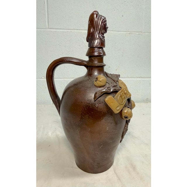 Antique Handmade Figural Calvados French Stoneware Pottery Decanter Flask For Sale - Image 9 of 15
