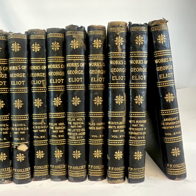 1890s Collier Published, Complete Works of English Author George Eliot - 18 Volumes, Leather Bound For Sale - Image 4 of 12