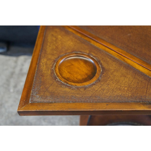 Theodore Alexander Mahogany Leather Tiered Handkerchief Game Card Accent Table For Sale - Image 10 of 12