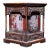 1960s Carved Hardwood Square Brush Pot, Chinoiserie Four Gentlemen Pen Holder For Sale